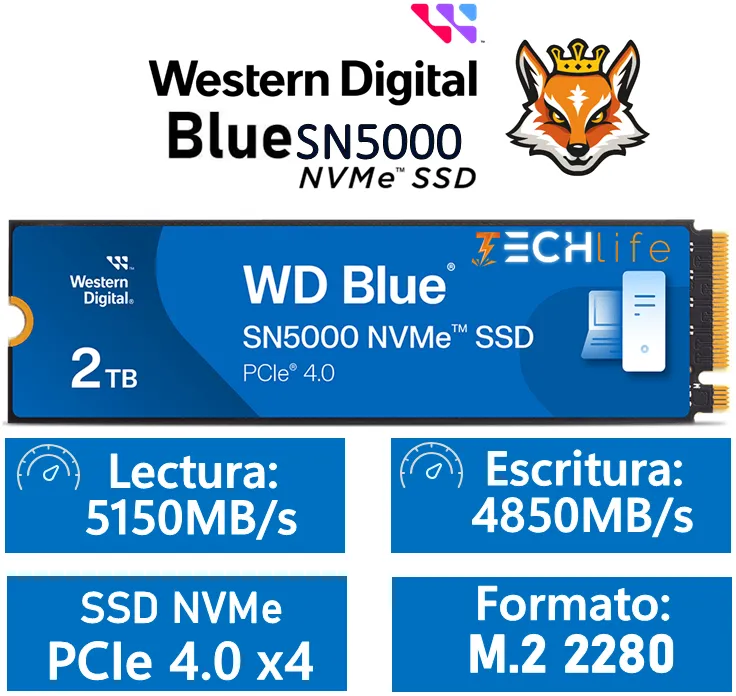 Novedad en TechLIfe WD SSD SN5000 2TB NVMe